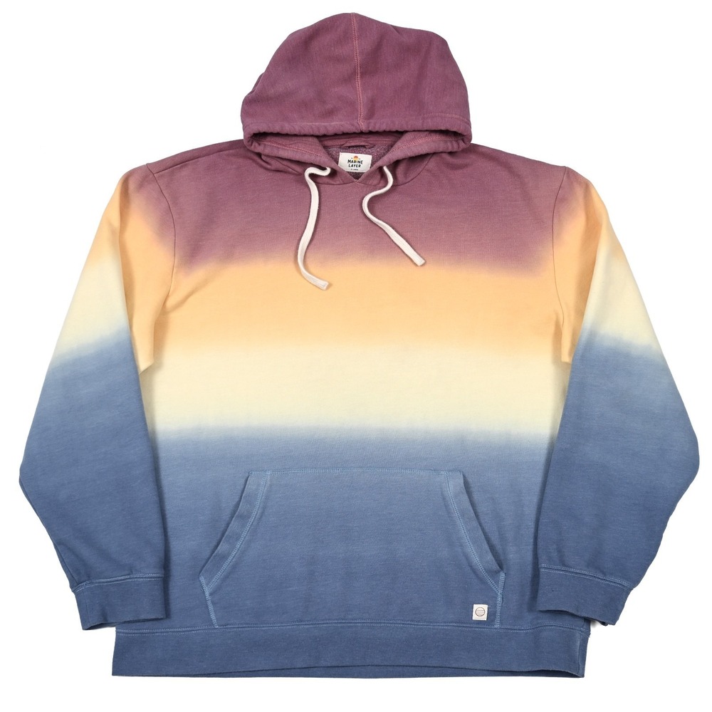 Marine Layer Mens XL Ombre Hoodie Sunrise Gradient Fleece Sweatshirt 17106